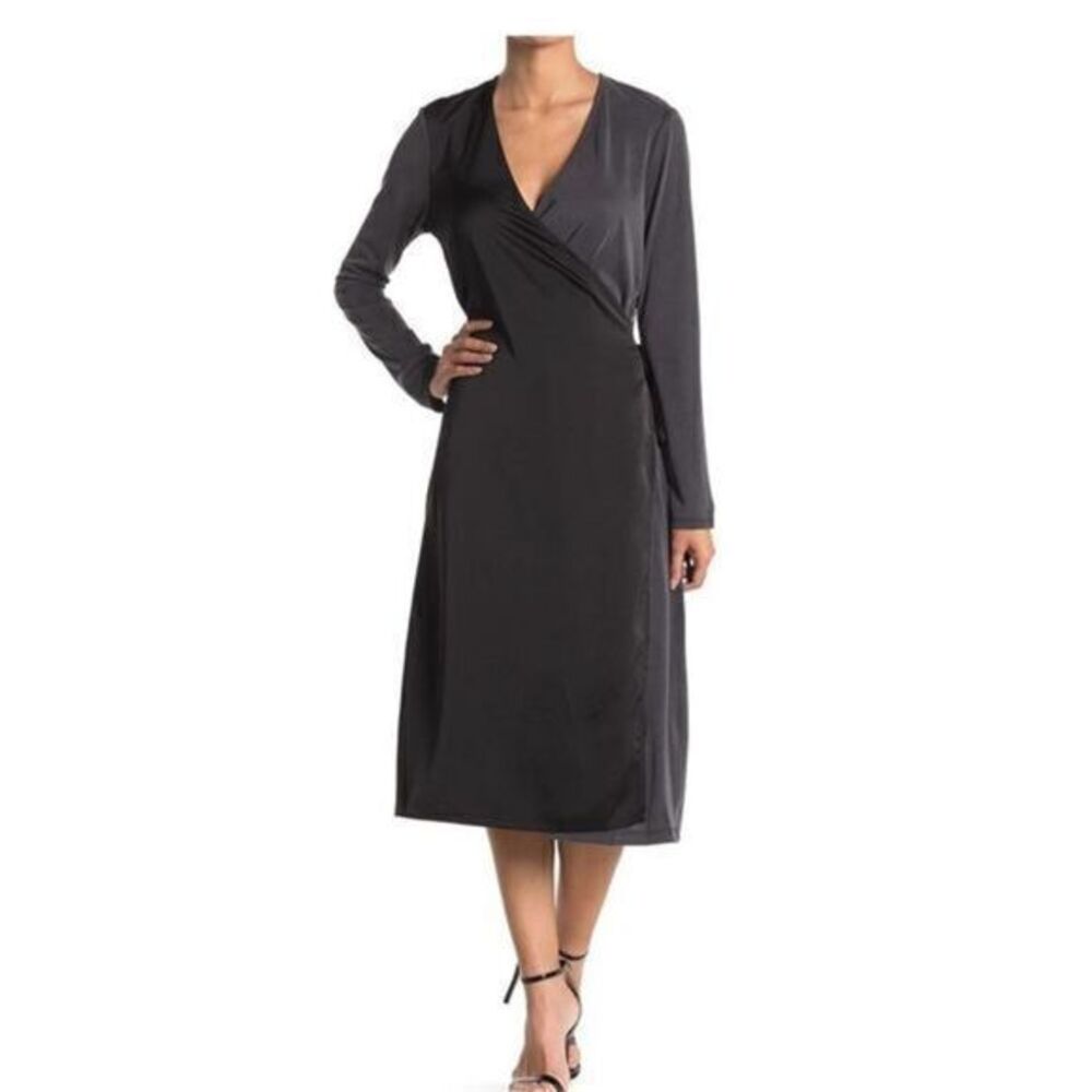 FRENCH CONNECTION NWT Colorblock Wrap Silky Midi Dress SMALL